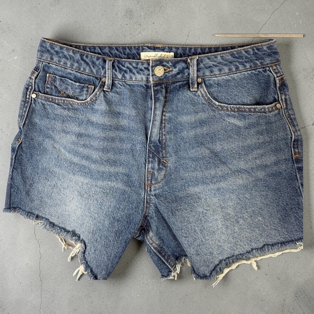 Unpublished Denim Shorts Womens 29 Blue Distressed Raw Hem Cutoffβ Mid Rise